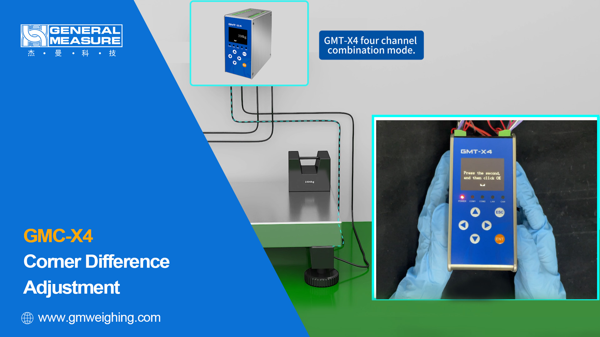 How to Adjust Corner Difference with Four-channel Weighing Indicator GMT-X4 Combination Mode